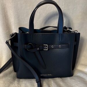 Michael Kors Dark Blue Leather Buckle Satchel